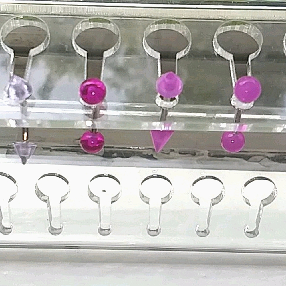 Purple UV Spike/Ball eyebrow/vertical labret rings